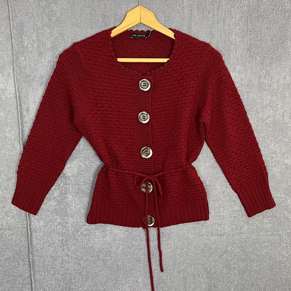 Y2K The Limited Women's Size S Red Wool Blend Cardigan Button Front Cottagecore - Picture 2 of 12